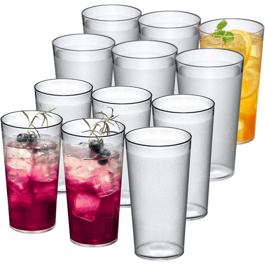 Ruseen 12 Piece Unbreakable Plastic Tumblers Drinkware Bpa Free Reusable Plastic Drinking Glasses For Home Outdoors Stackable - Tumbler