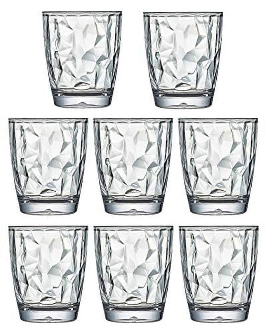 10 Oz Premium Unbreakable Drinking Glasses Dishwasher Safe BPA Free Acrylic Tumblers (Clear)