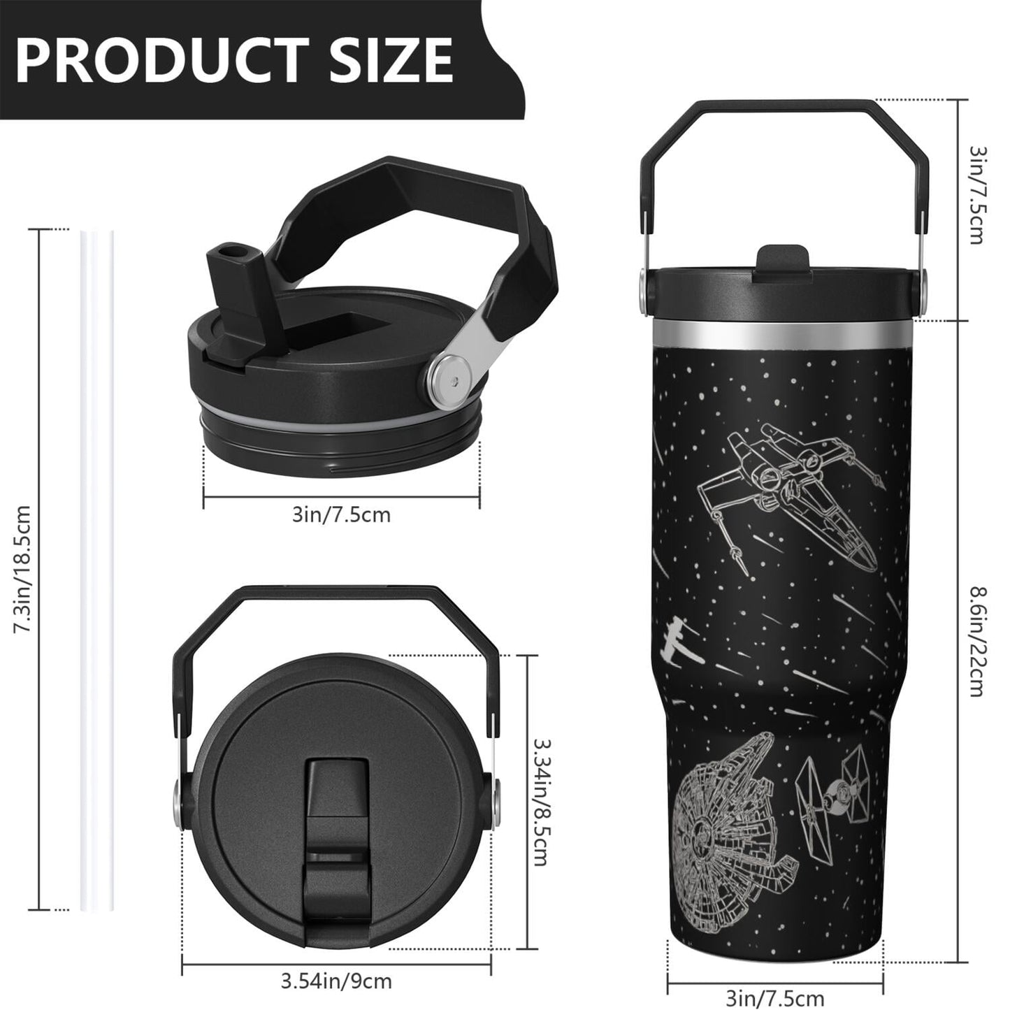 1pc Movie 30oz Tumbler with Straw & Handle - Insulated Stainless Steel Cup | Holiday Gift for Man Women (Christmas, Valentine's, Birthday)