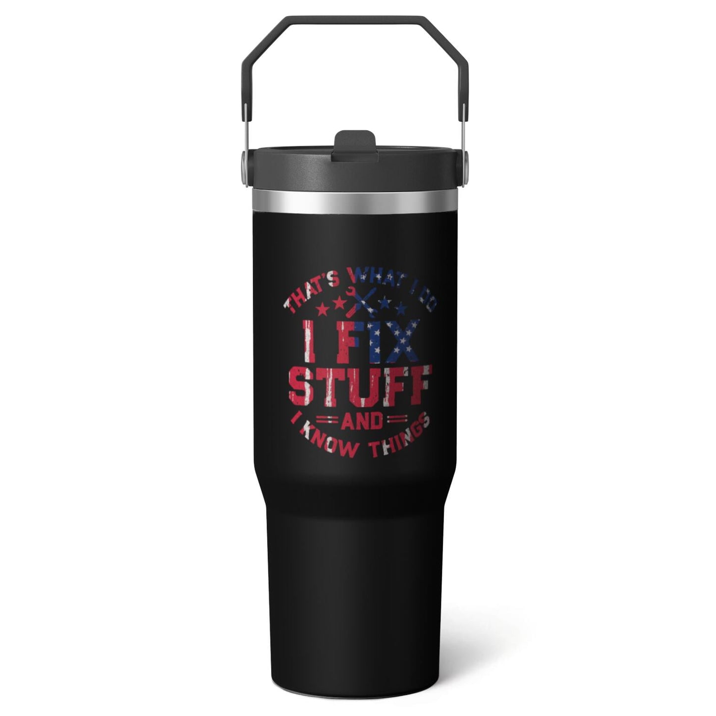 1pc Bow 30oz Tumbler with Straw & Handle - Insulated Stainless Steel Cup | Holiday Gift for - Tumbler