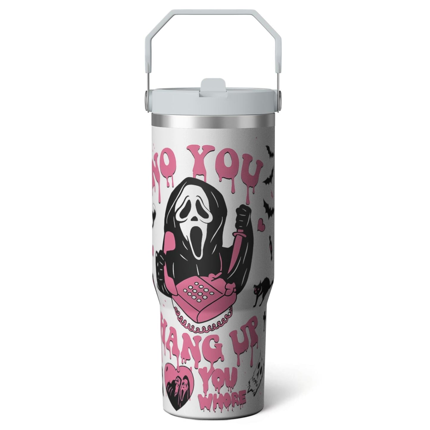 1pc Halloween Bat 30oz Tumbler with Straw & Handle - Insulated Stainless Steel Cup | Holiday Gift - Tumbler