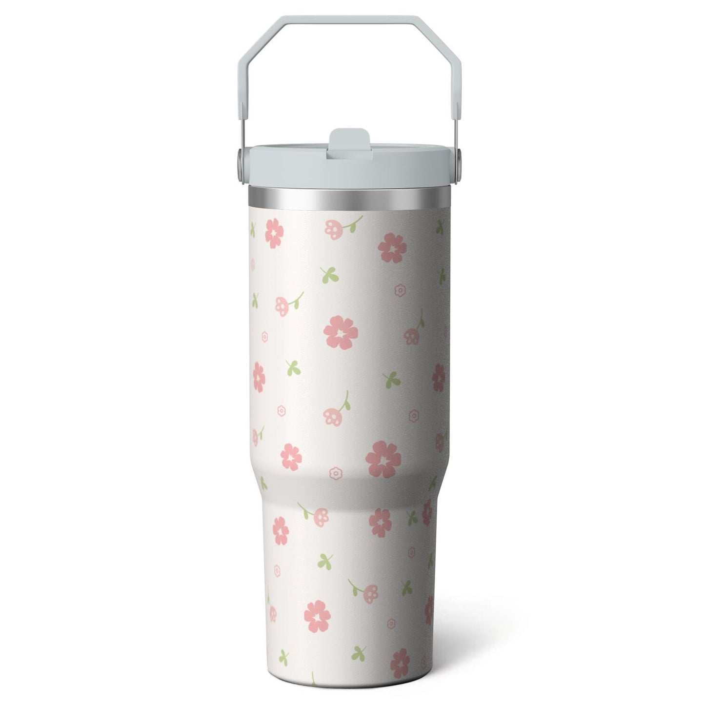 1pc Blue bow 30oz Tumbler with Straw & Handle - Insulated Stainless Steel Cup | Holiday Gift - Tumbler