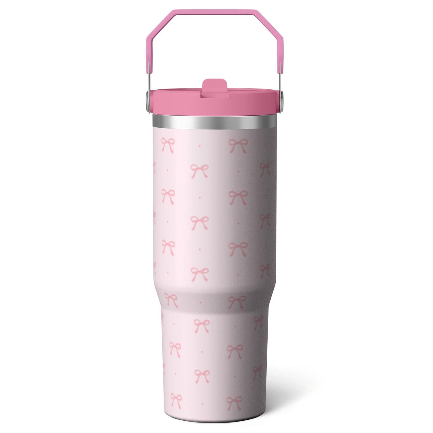1pc Blue bow 30oz Tumbler with Straw & Handle - Insulated Stainless Steel Cup | Holiday Gift - Tumbler