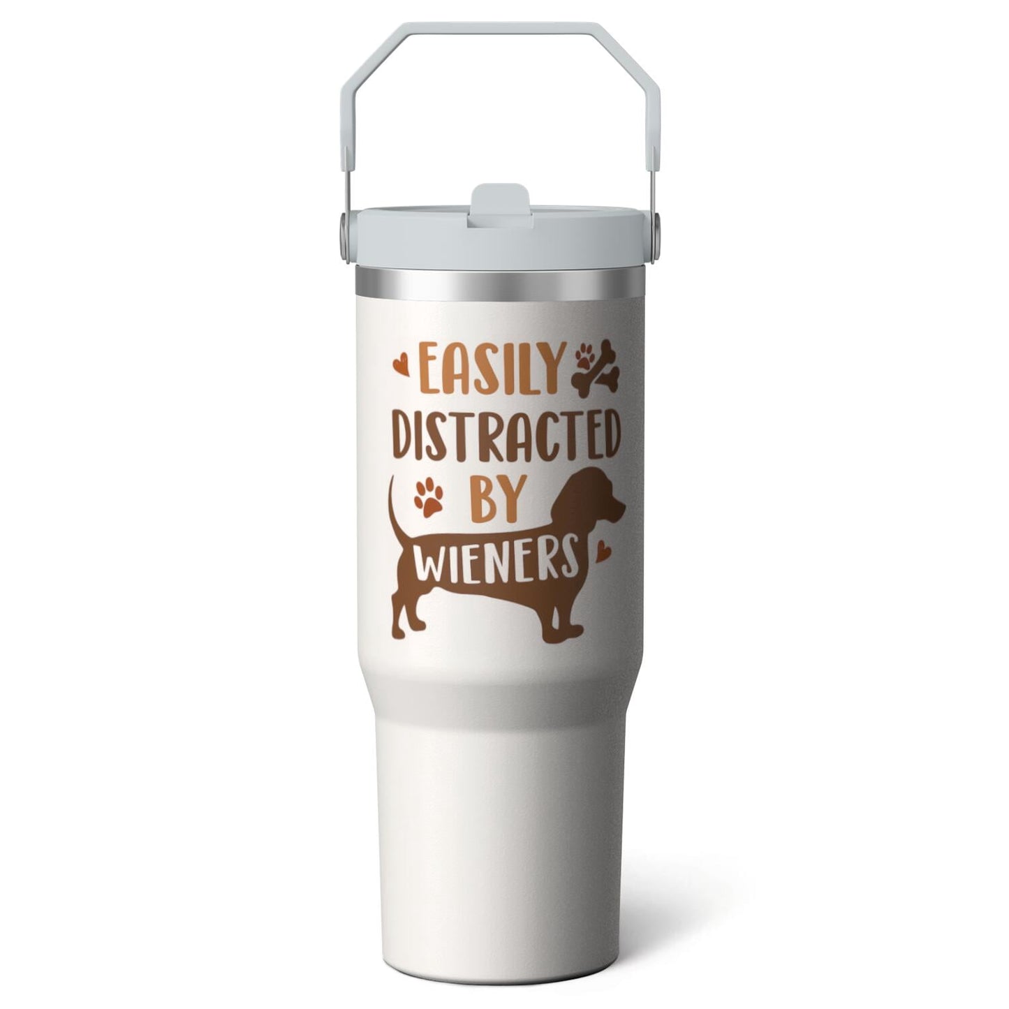 1pc Bow 30oz Tumbler with Straw & Handle - Insulated Stainless Steel Cup | Holiday Gift for - Tumbler