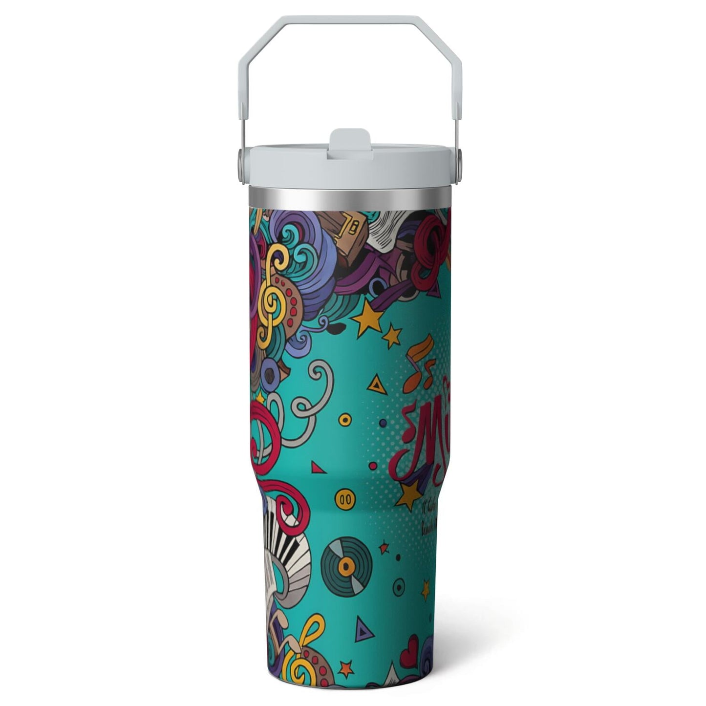 1pc Hummingbird 30oz Tumbler with Straw & Handle - Insulated Stainless Steel Cup | Holiday Gift for - Tumbler