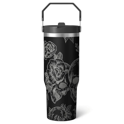 1pc cherry 30oz Tumbler with Straw & Handle - Insulated Stainless Steel Cup | Holiday Gift for - Tumbler