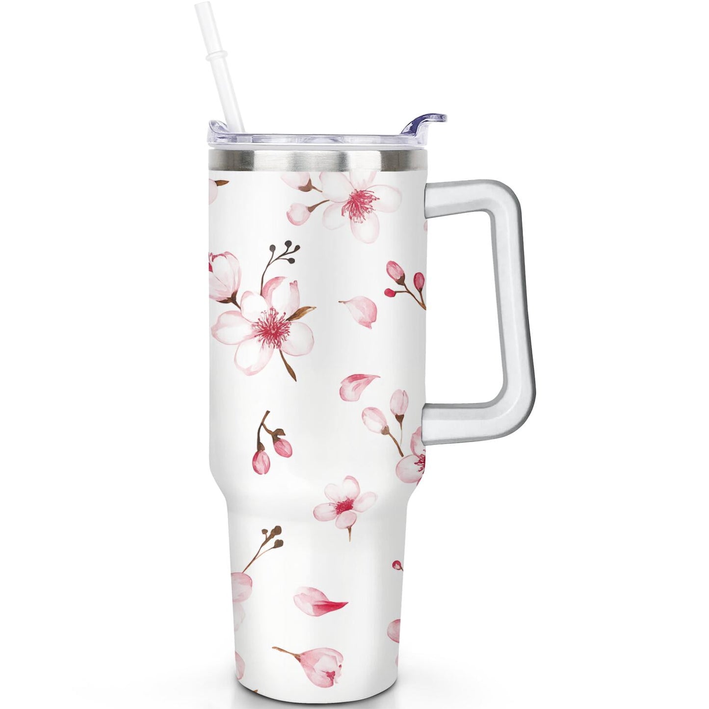 1pc cherry 40oz Tumbler with Straw & Handle - Insulated Stainless Steel Cup | Holiday Gift for - Tumbler