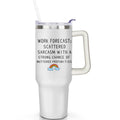 1pc daisy 40oz Tumbler with Straw & Handle - Insulated Stainless - Reusable Stainless Steel Cup