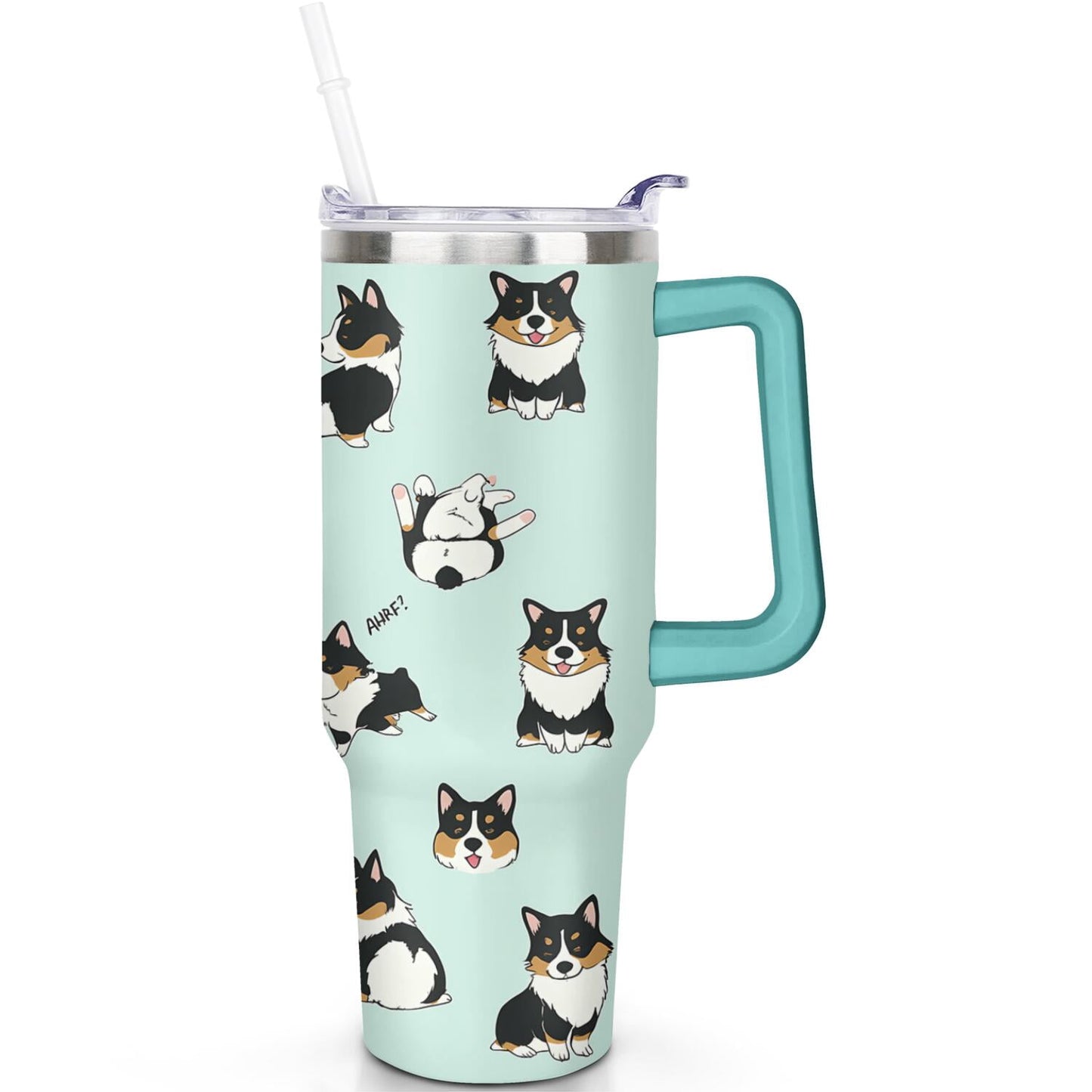1pc Goose 40oz Tumbler with Straw & Handle - Insulated Stainless Steel Cup | Holiday Gift for - Tumbler
