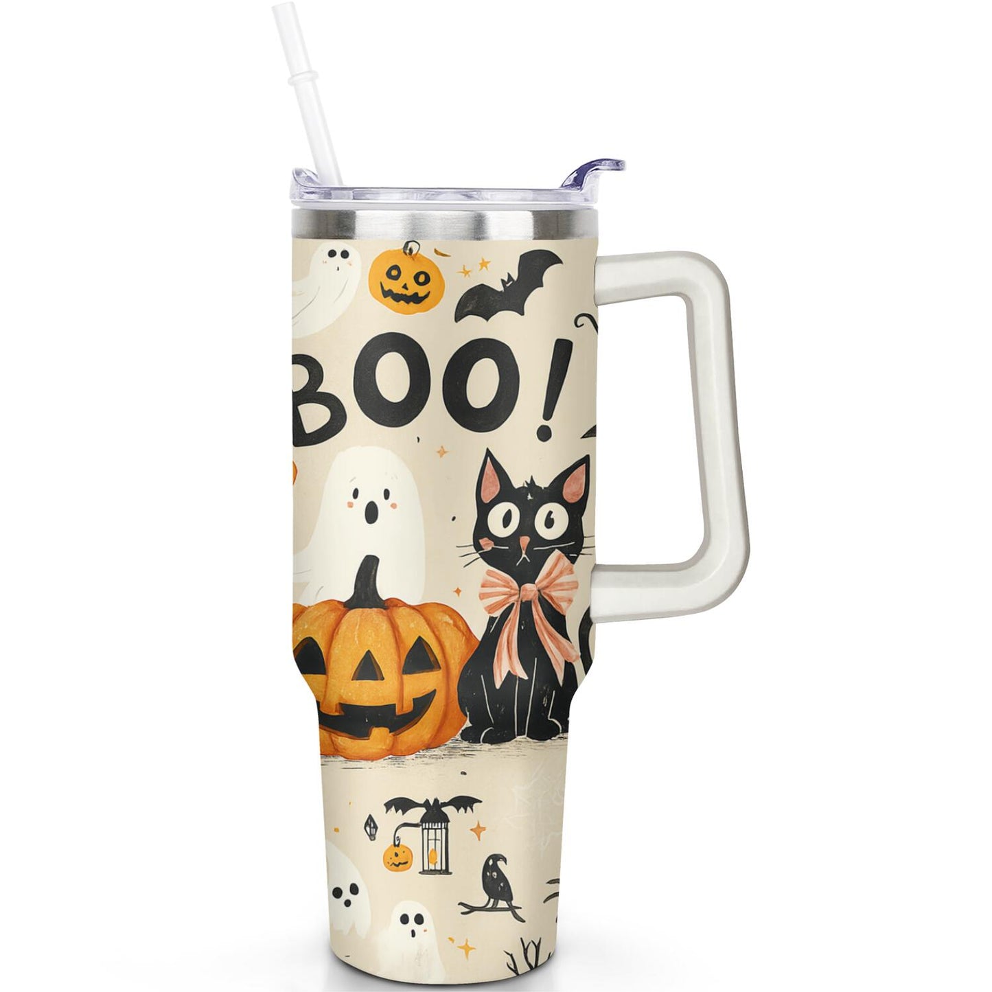 1pc Sunflower 40oz Tumbler with Straw & Handle - Insulated Stainless Steel Cup | Holiday Gift for - Tumbler