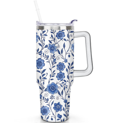 1pc Paw prints 40oz Tumbler with Straw & Handle - Insulated Stainless Steel Cup | Holiday Gift - Tumbler