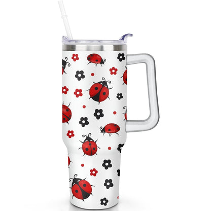 1pc cherry 40oz Tumbler with Straw & Handle - Insulated Stainless Steel Cup | Holiday Gift for - Tumbler