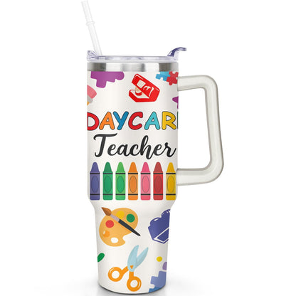 1pc cherry 40oz Tumbler with Straw & Handle - Insulated Stainless Steel Cup | Holiday Gift for - Tumbler