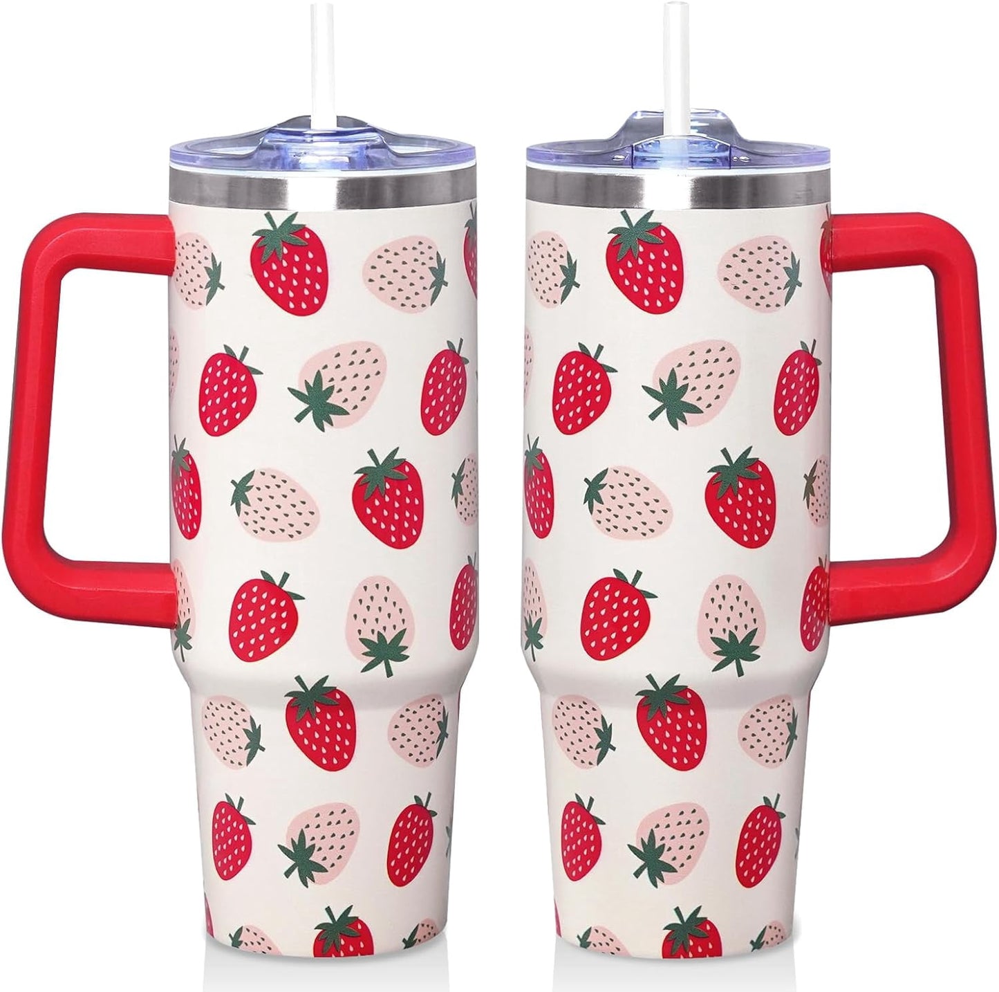 30 Oz Blue Bow Tumbler with Handle and Straw, Insulated Stainless Steel Coffee Travel Cup Mug Water - Tumbler