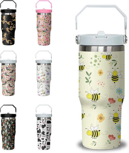 30 oz Chicken Tumbler with Handle and Flip Straw, Stainless Steel Double Insulated Cup with Lid and - Tumbler
