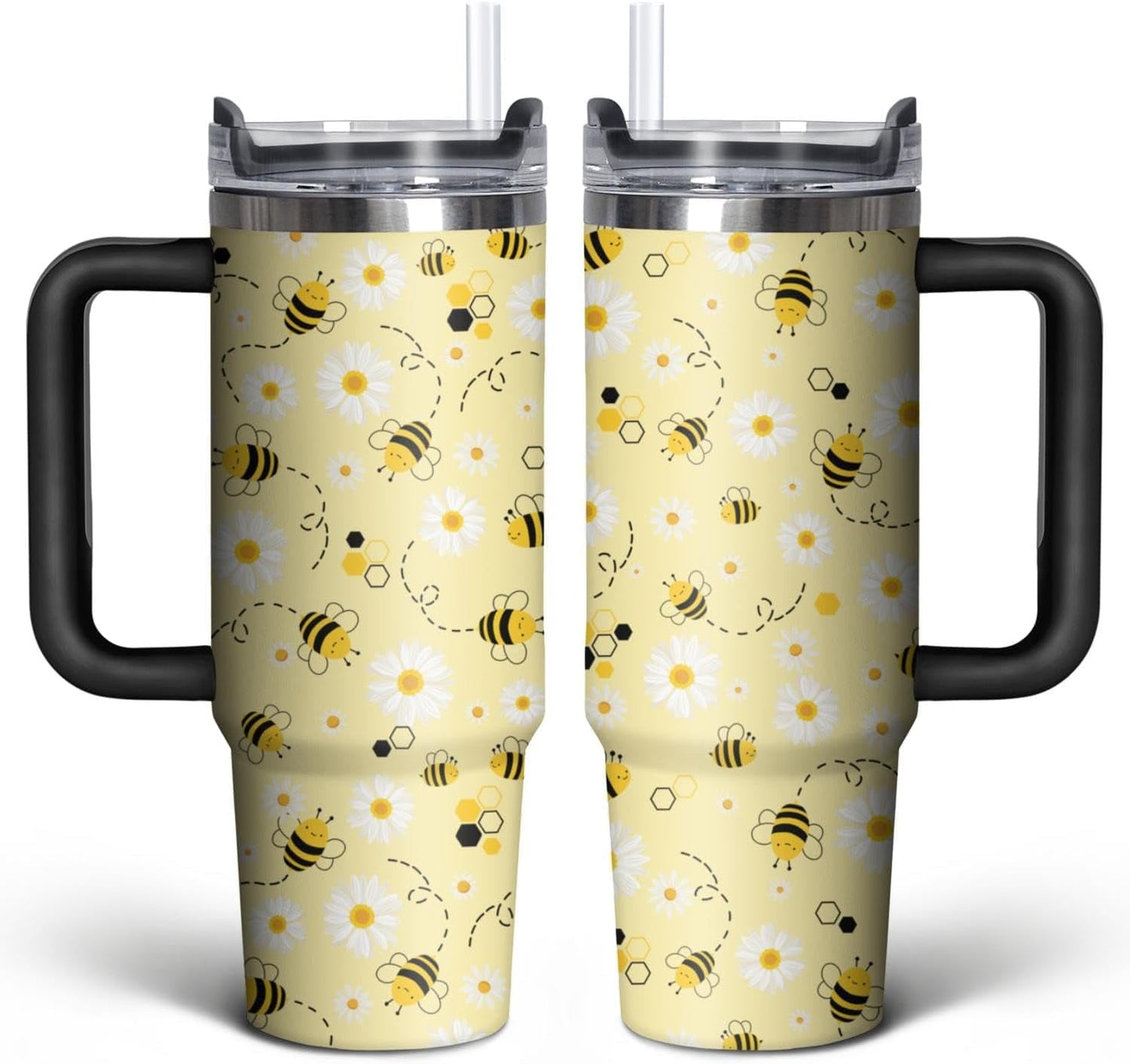 Football Lover Gift 30 oz Flip Straw Tumbler with Top Handle Football Pattern BPA-Free Leak Proof Stainless - Tumbler