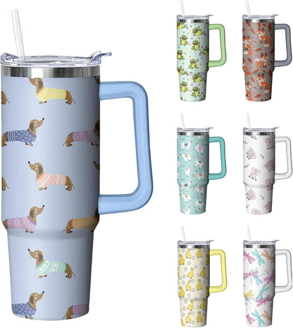 30 oz Duck Tumbler with Handle and Straw, Insulated Stainless Steel Cup with Lid, Travel Coffee Mug - Tumbler