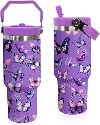 Elephant Mug 30 oz Tumbler with Handle Flip Straw Leak Proof - Elephant Gifts for Women 30oz - Tumbler
