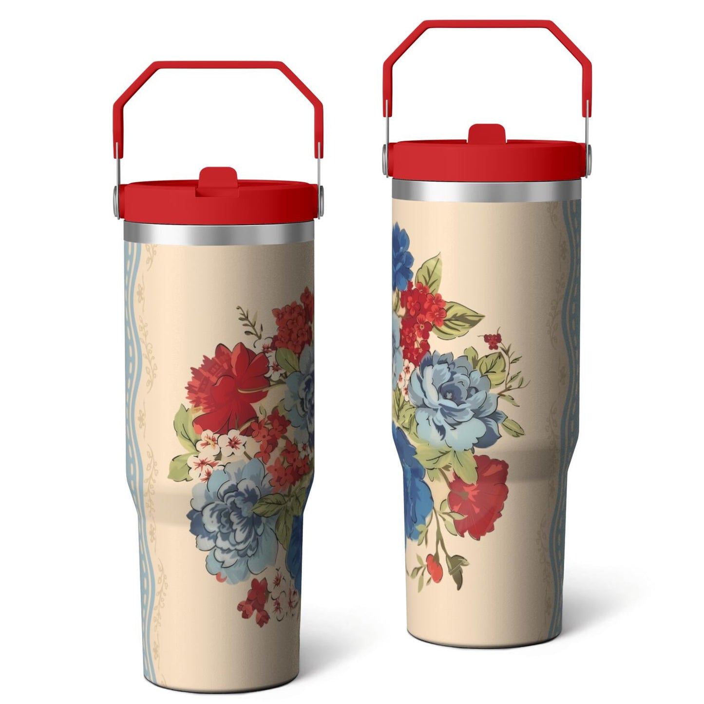 30oz Pioneer Colorful Floral Stainless Steel Flip Straw Tumbler with Lid and Straw Spill Proof Travel Cup - Tumbler