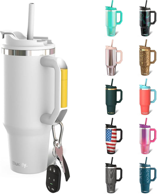 40 Ounce Stainless Steel Vacuum Insulated Tumbler with Lid and Straw, White
