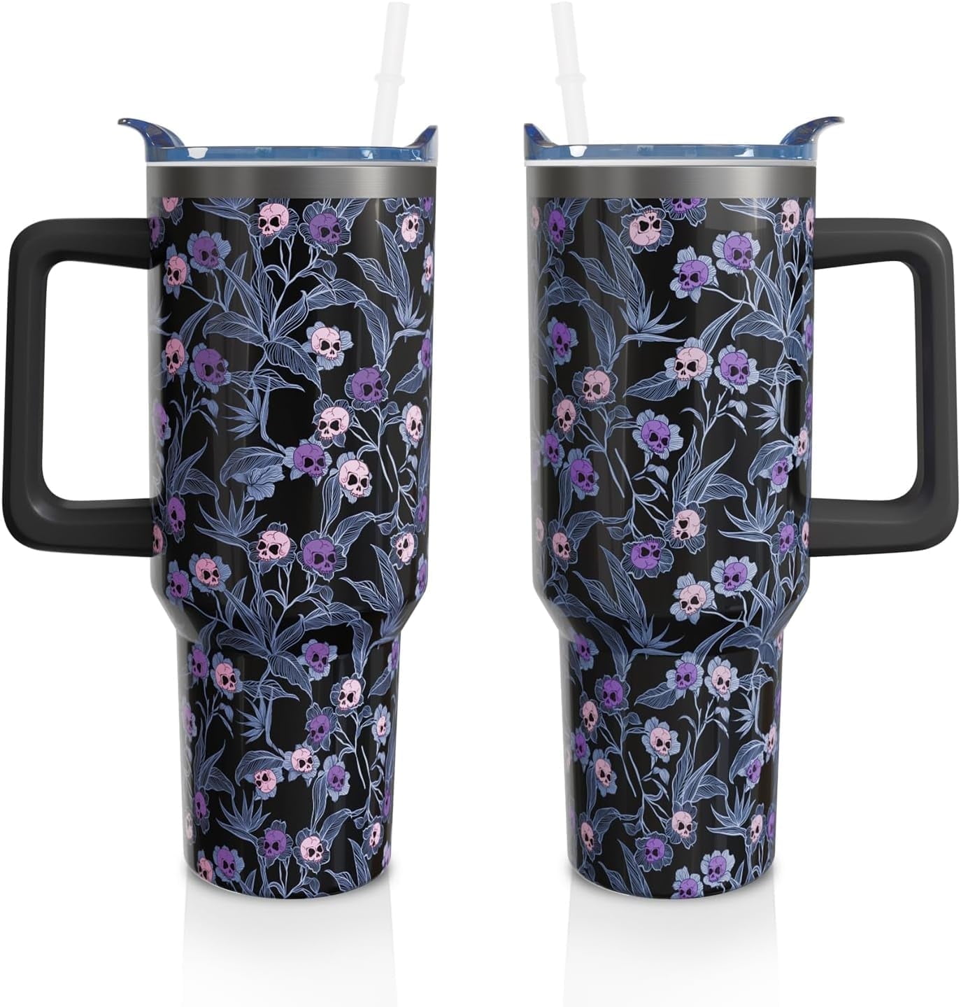 40 Oz Tumbler with Handle and Straw, Cute Stainless Steel Double Walled Vacuum Insulated Cup, Holiday Gifts - Tumbler