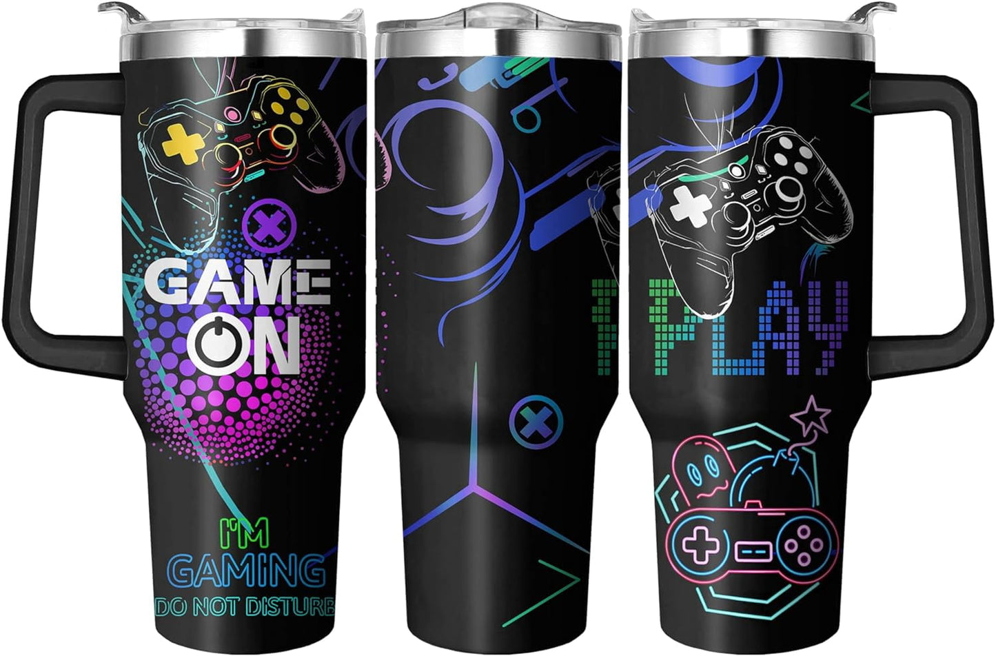 40 Oz Tumbler with Handle and Straw, Double Wall Coffee Travel Mug Spill Proof Leak Proof, Reusable - Tumbler