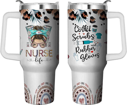 40 Oz Tumbler with Handle and Straw, Double Wall Coffee Travel Mug Spill Proof Leak Proof, Reusable - Tumbler