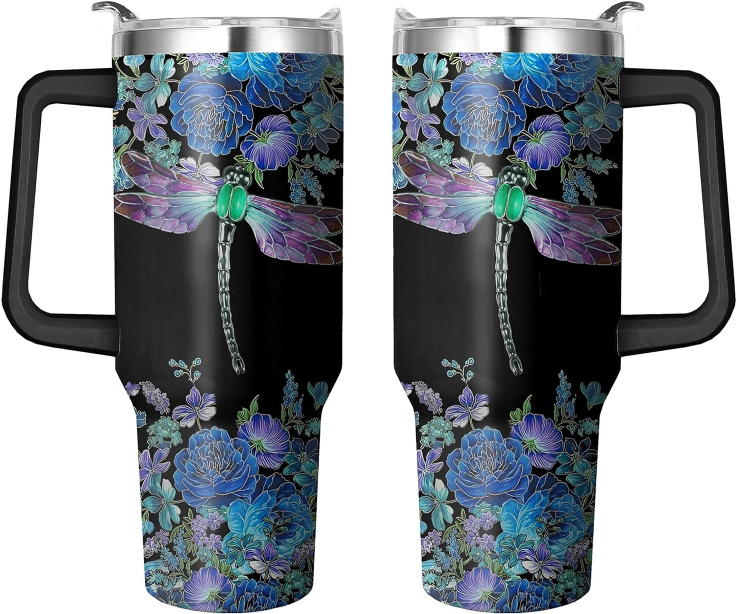 40 Oz Tumbler with Handle and Straw, Double Wall Coffee Travel Mug Spill Proof Leak Proof, Reusable - Tumbler