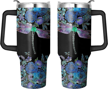 40 Oz Tumbler with Handle and Straw, Double Wall Coffee Travel Mug Spill Proof Leak Proof, Reusable - Tumbler