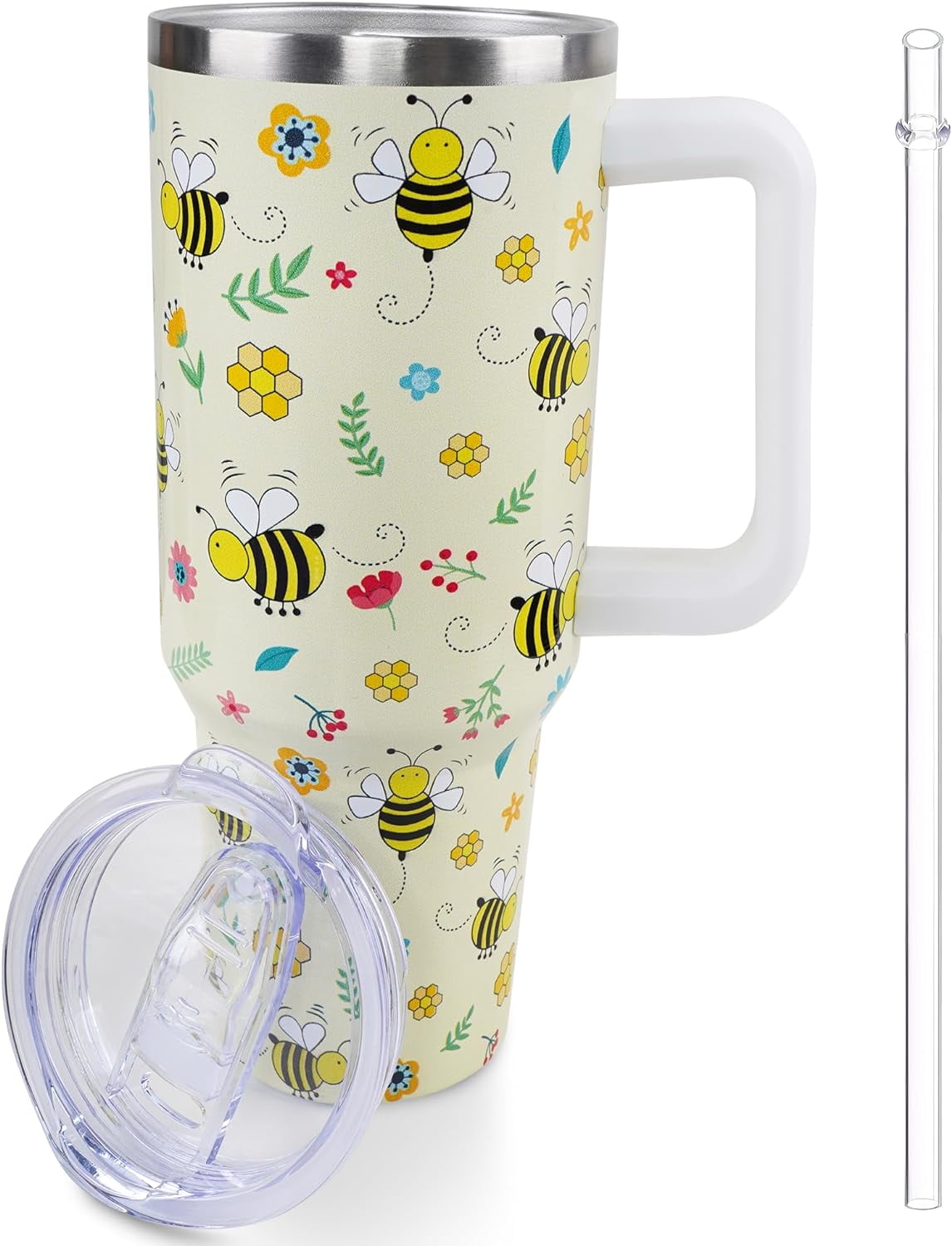 40 oz Frog Mushroom Tumbler with Handle and Straw, Travel Mug Water Bottle, Stainless Steel Insulated Cup - Tumbler