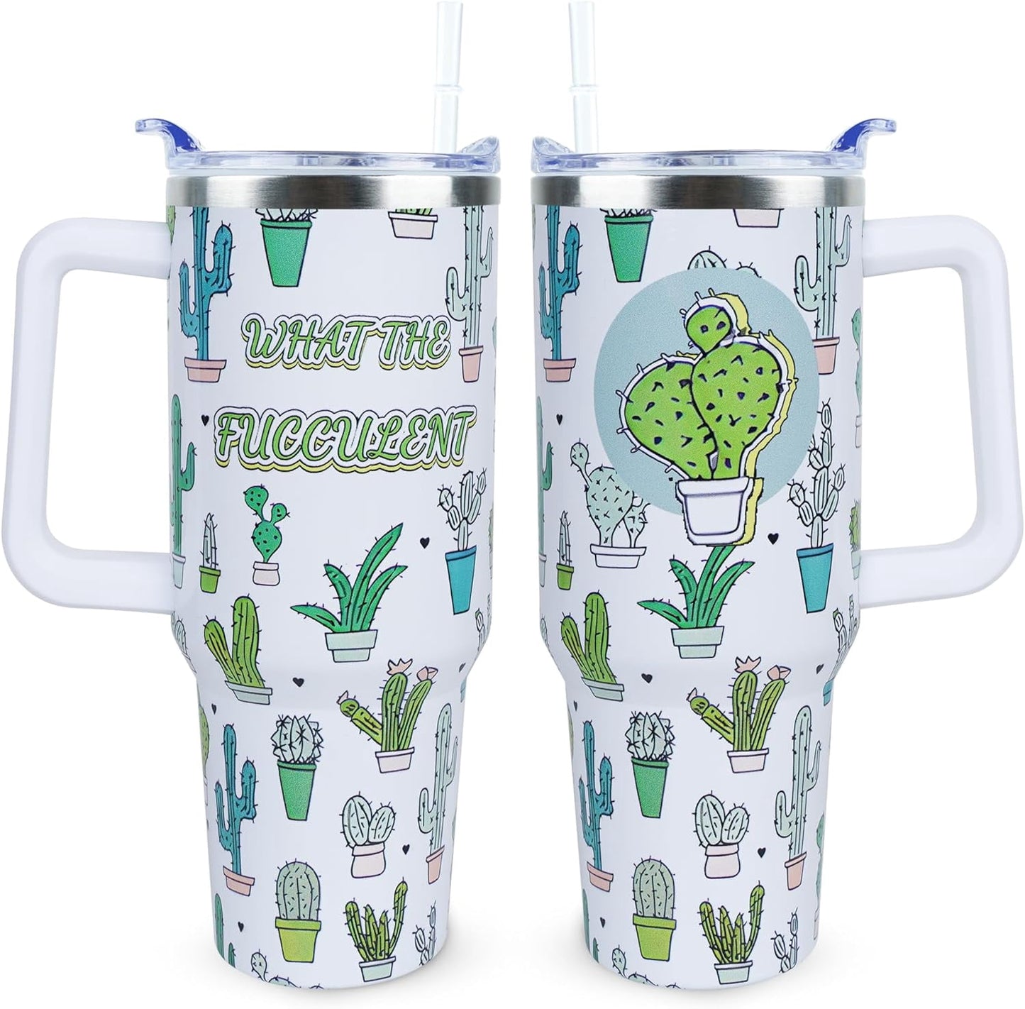 40 oz Cute Strawberry Cow Tumbler with Handle and Straw, Stainless Steel Insulated Cup with Lid and - Tumbler