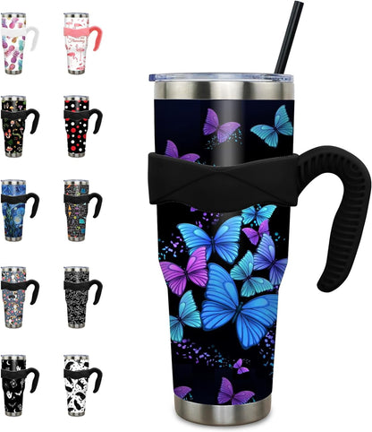40 oz Tumbler with Handle and Straw 40oz Pink Flamingo Cup Insulated Coffee Travel Mug Spill Proof - Tumbler