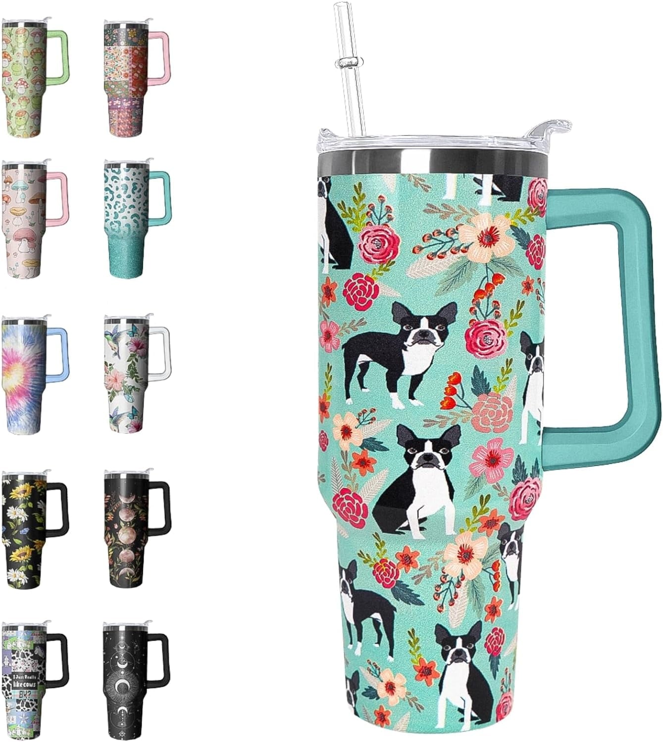 40 oz Tumbler with Handle and Straw Leak Proof Tumbler 40 oz Insulated Cup with Handle Hummingbird - Tumbler