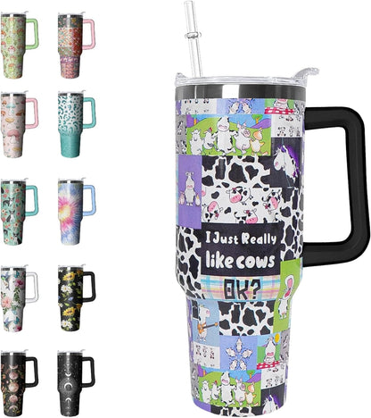 40 oz Tumbler with Handle and Straw Leak Proof Tumbler 40 oz Insulated Cup with Handle Hummingbird - Tumbler