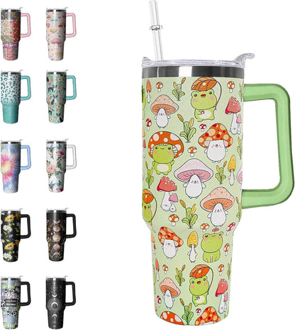 40 oz Tumbler with Handle and Straw Leak Proof Tumbler 40 oz Insulated Cup with Handle Hummingbird - Tumbler