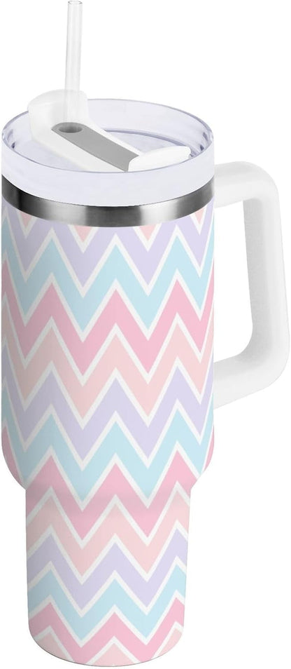 40 oz Tumbler with Handle Lid and Straw Insulated Water Tumbler Stainless Steel Water Cup Mug Bottle - Tumbler