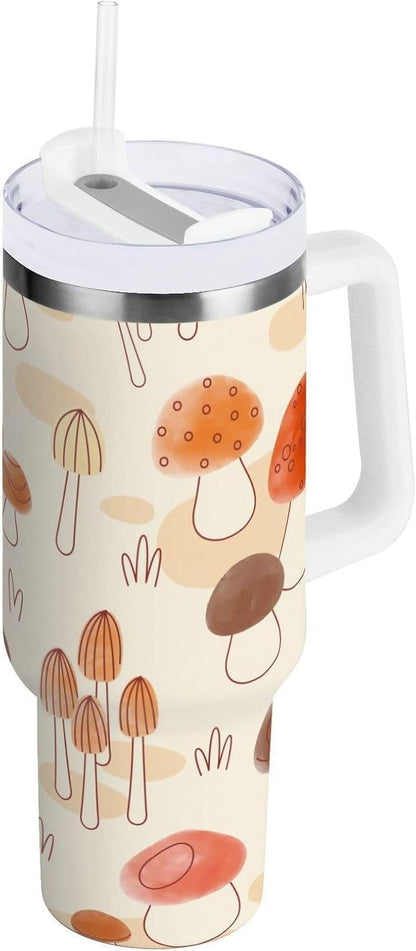 40 oz Tumbler with Handle Lid and Straw Insulated Water Tumbler Stainless Steel Water Cup Mug Bottle - Tumbler