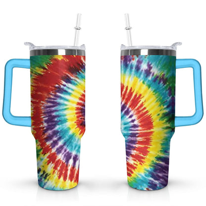 40oz Boho Tie Dye Stainless Steel Flip Straw Tumbler Spill Proof Travel Cup Double Wall Vacuum Insulated - Tumbler