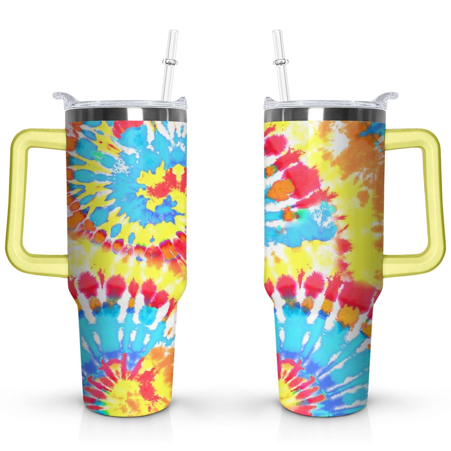40oz Boho Tie Dye Stainless Steel Flip Straw Tumbler Spill Proof Travel Cup Double Wall Vacuum Insulated - Tumbler
