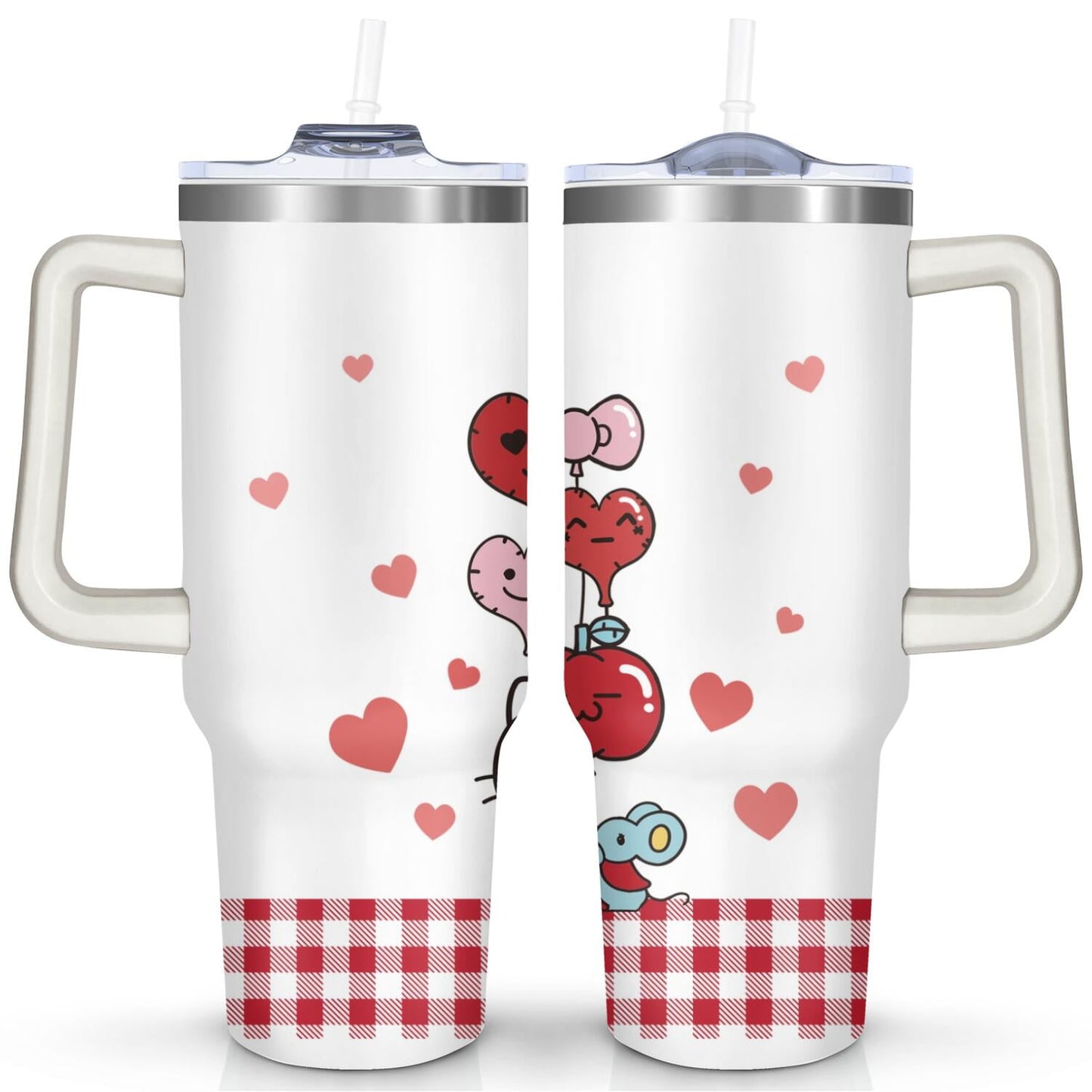 40oz Hello Kawaii Cat Cute Stainless Steel Tumbler with Lid and Straw,Spill Proof Travel Cup Double Wall - Tumbler