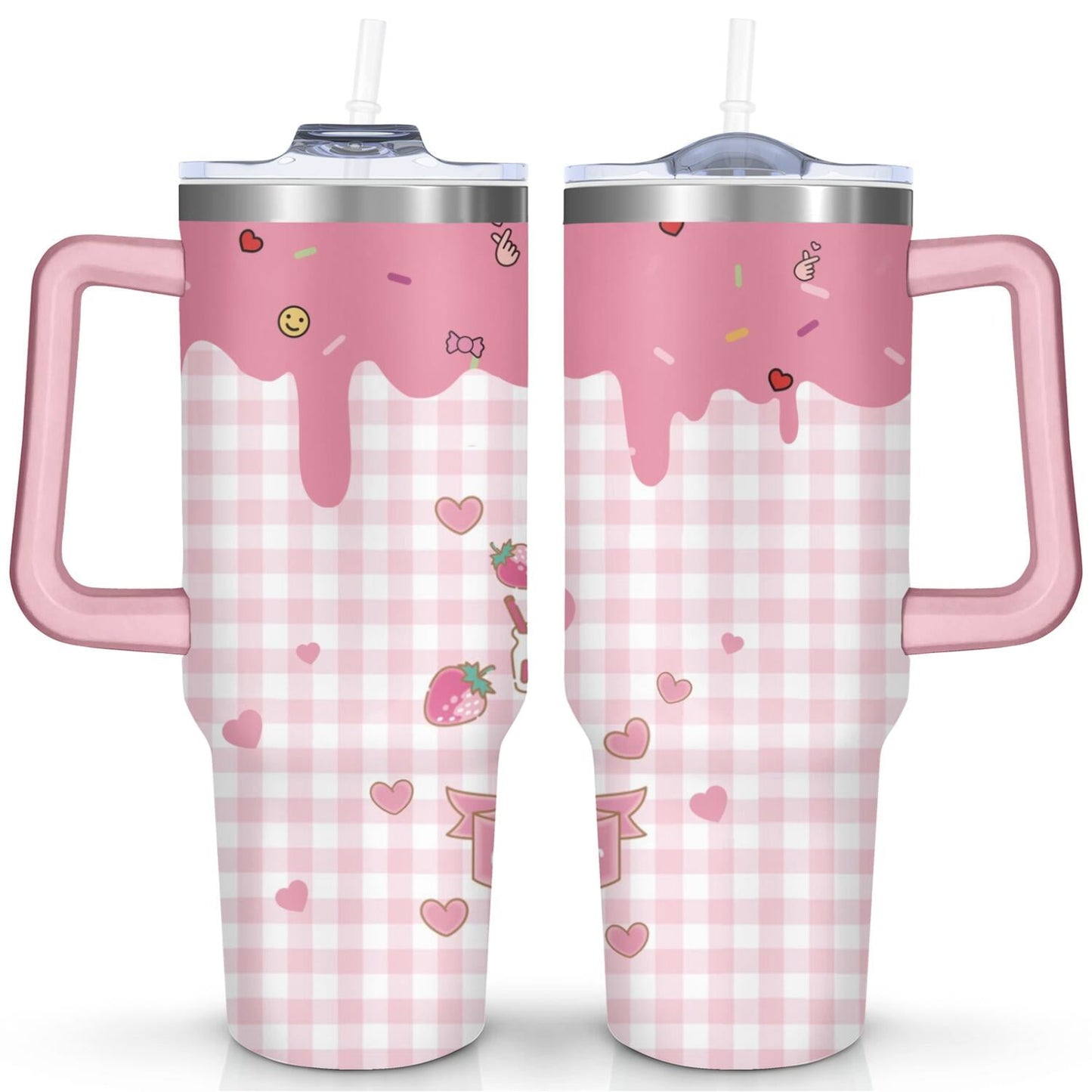 40oz Hello Kawaii Cat Cute Stainless Steel Tumbler with Lid and Straw,Spill Proof Travel Cup Double Wall - Tumbler
