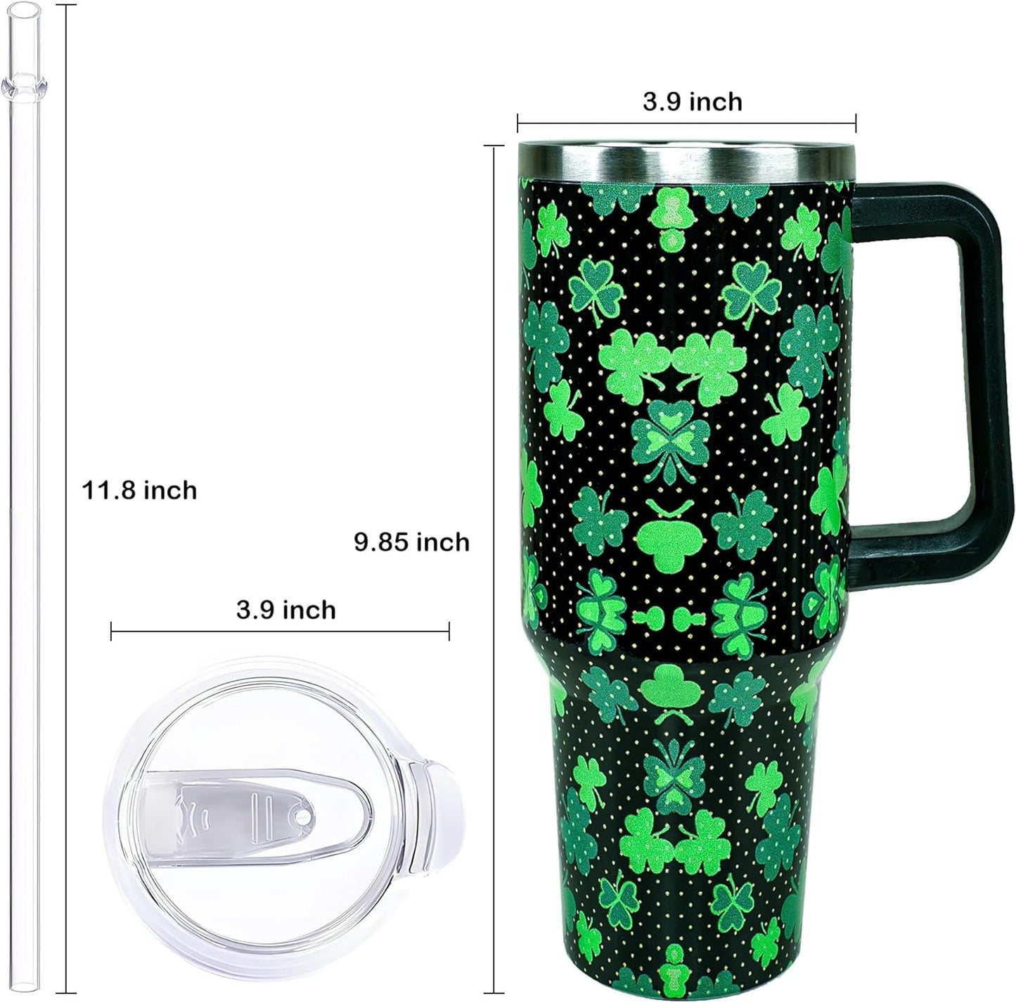 40oz Easter Bunny Tumbler with Handle and Straw, Rabbit Stainless Steel Travel Mug Water Bottle, Vacuum Insulated - Tumbler