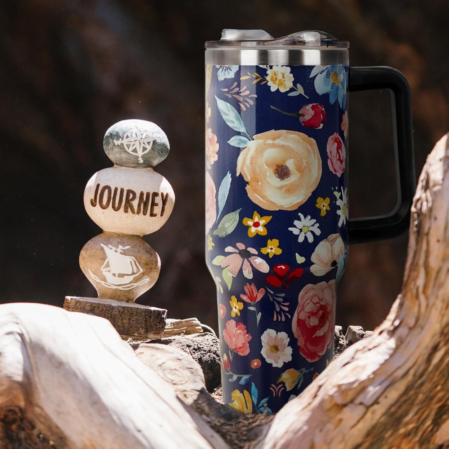 40oz Tumbler with Handle and Straw Lid | Vacuum Insulated Leak Proof Tumbler | Stainless Steel Travel - Tumbler