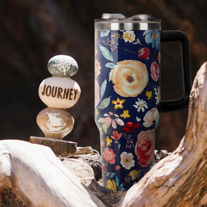 40oz Tumbler with Handle and Straw Lid | Vacuum Insulated Leak Proof Tumbler | Stainless Steel Travel - Tumbler