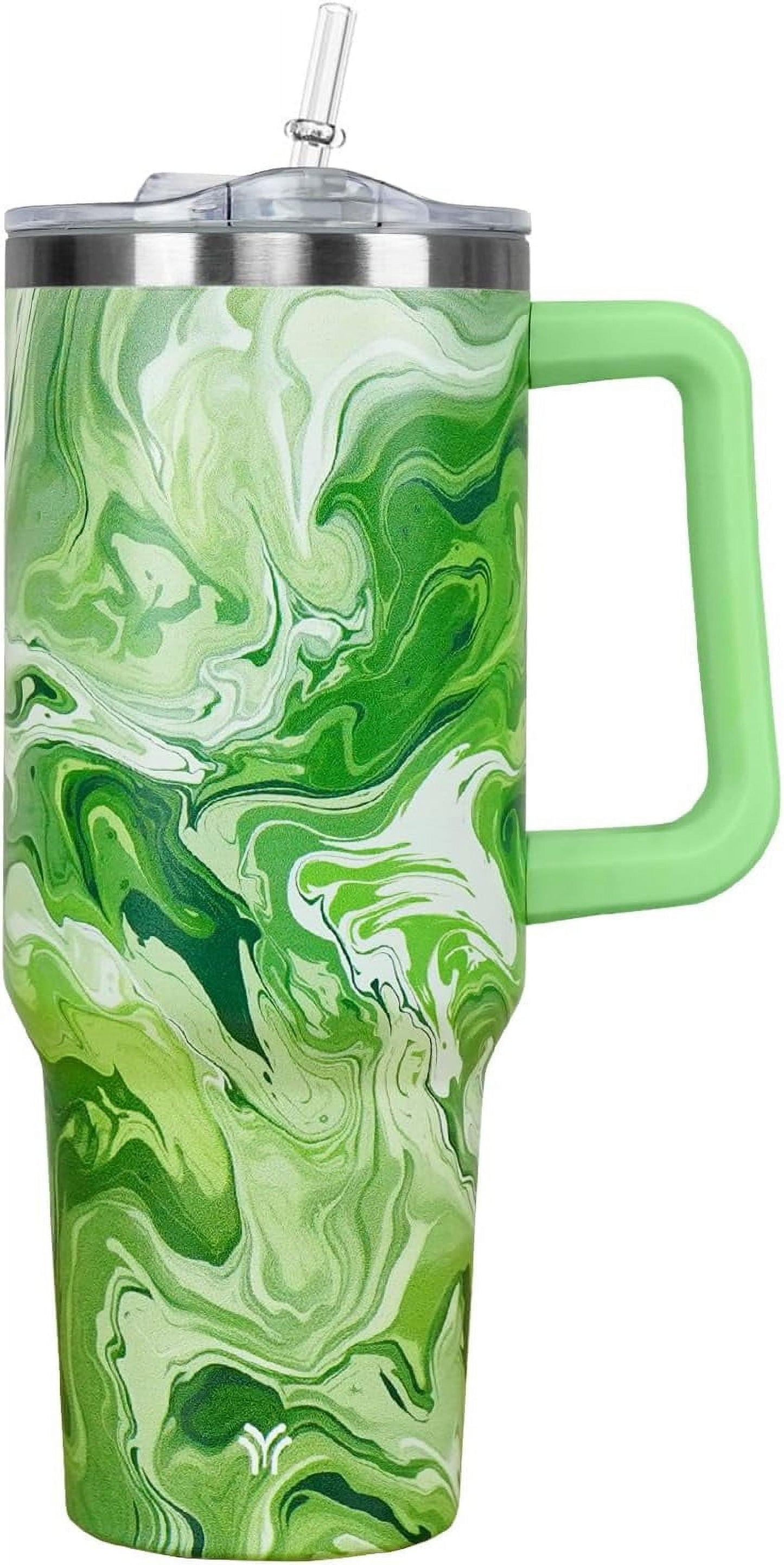 40oz Tumbler with Handle and Straw Lid | Vacuum Insulated Leak Proof Tumbler | Stainless Steel Travel - Tumbler