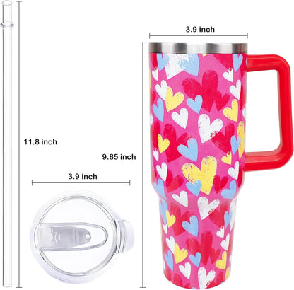40oz Easter Bunny Tumbler with Handle and Straw, Rabbit Stainless Steel Travel Mug Water Bottle, Vacuum Insulated - Tumbler