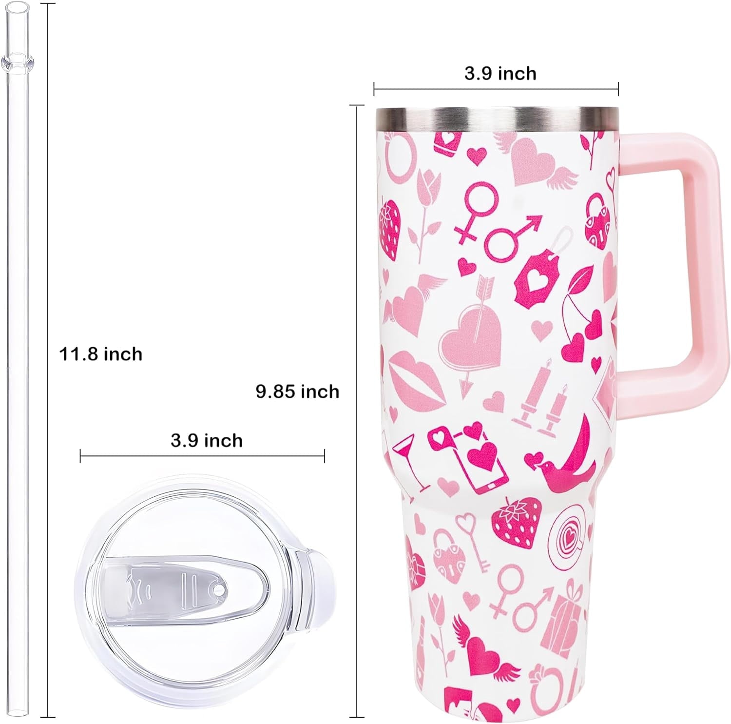 40oz Easter Bunny Tumbler with Handle and Straw, Rabbit Stainless Steel - Leakproof Insulated Water Bottle