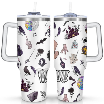 40oz Wednesday Girl Stainless Steel Tumbler with Lid and Straw,Wednesday Stuff Merchandise Spill Proof Travel Cup Double - Tumbler