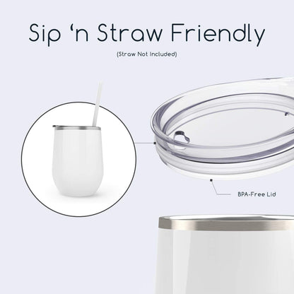 Maars Bev Stainless Steel Stemless Wine Glass Tumbler with Lid, Vacuum Insulated 12 oz Cup | Spill Proof, Travel Friendly, Fun Cocktail Drinkware - 2 Pack Seafoam Blue