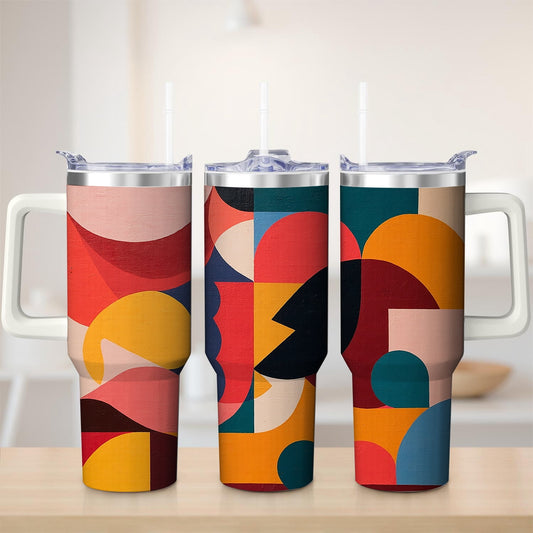 Abstract Colorful Shapes Stainless Steel Tumbler, 30oz